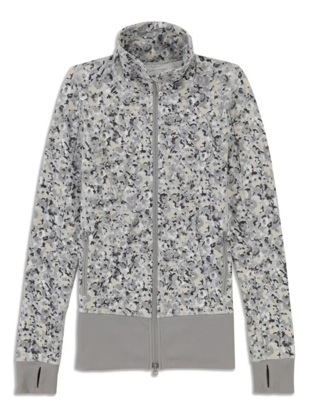 Lululemon Nice Asana Grey Printed Jacket Size 12 Yoga Running Athleisure Gym